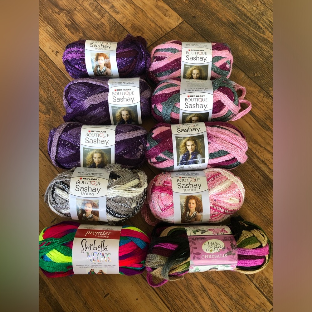 Red Heart Boutique Sashay Yarn Bundle, 10 Rolls, Cotton Candy Ballet Boogie READ